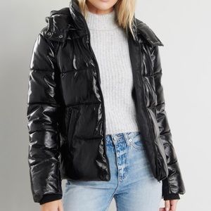 2 FOR 75 JACKETS- Garage black shiny puffer
